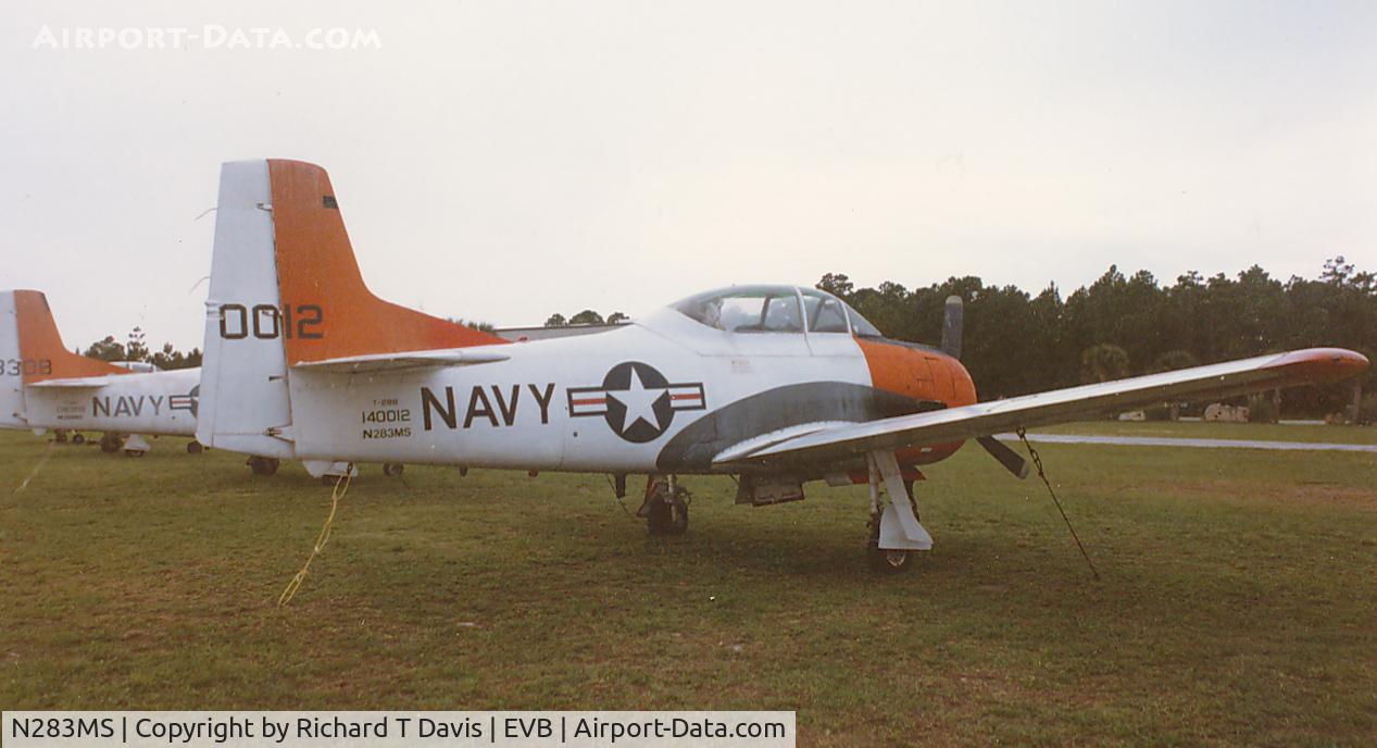 N283MS, 1955 North American T-28B Trojan C/N 219-11, Trojan at New Smyrna Beach Municipal Airport  back in the mid 1980's