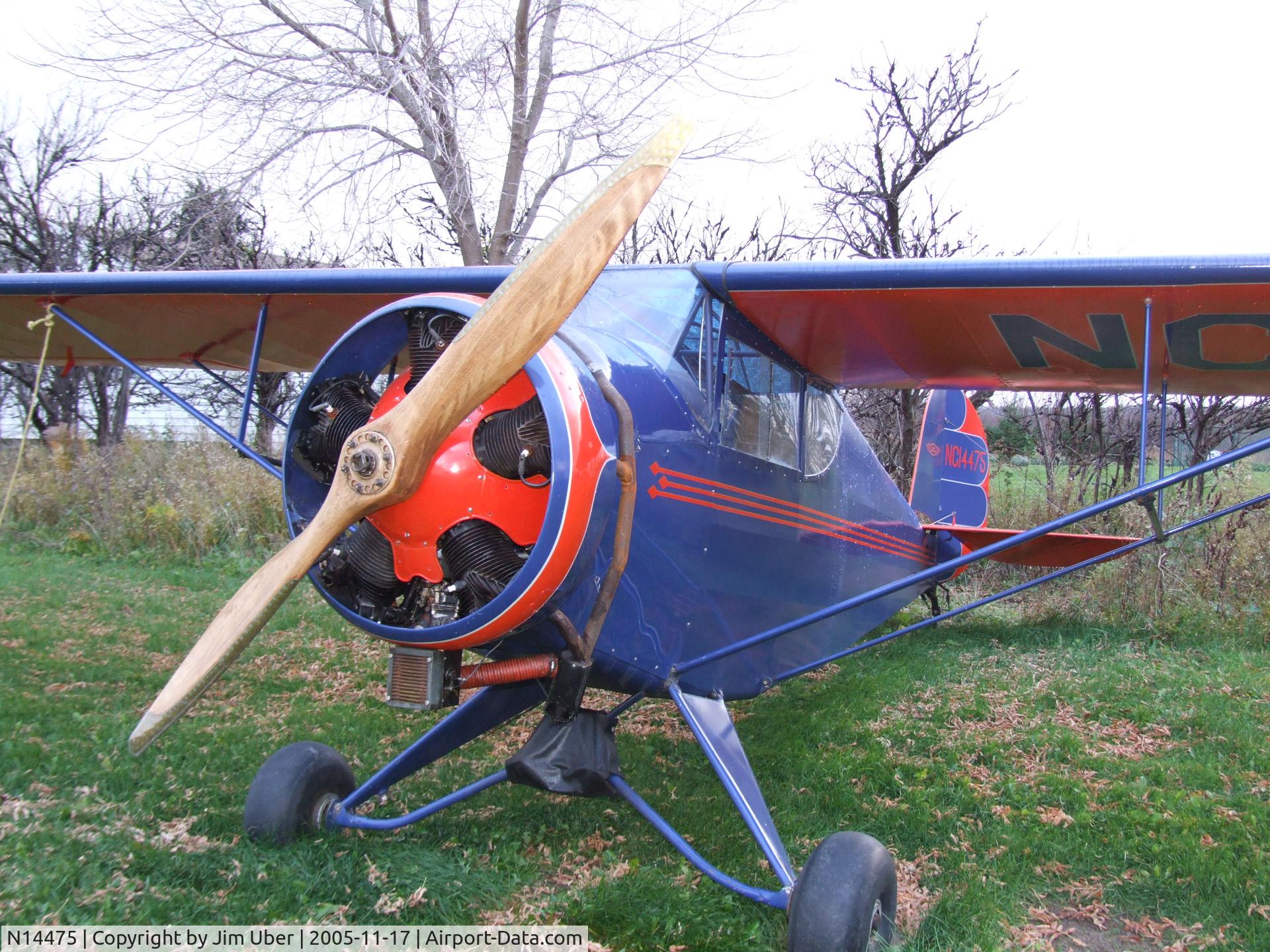 N14475, 1935 Porterfield 35-70 Flyabout C/N 132, Better view of the LeBlond radial