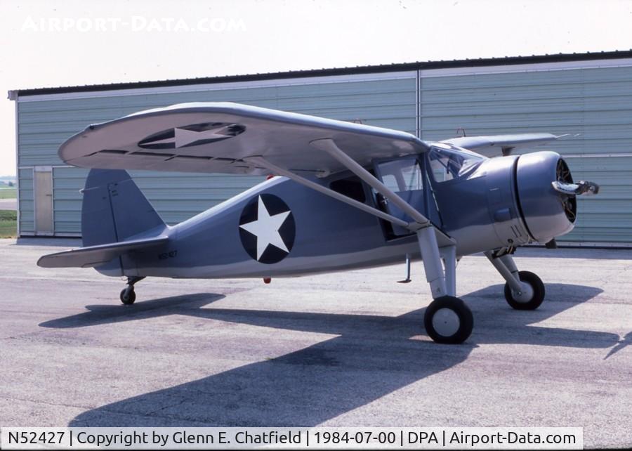 N52427, Fairchild 24W-41A C/N W41A-652, UC-61A 43-14678 in Navy colors, owner then was the late Bill Ross; he took me up in it