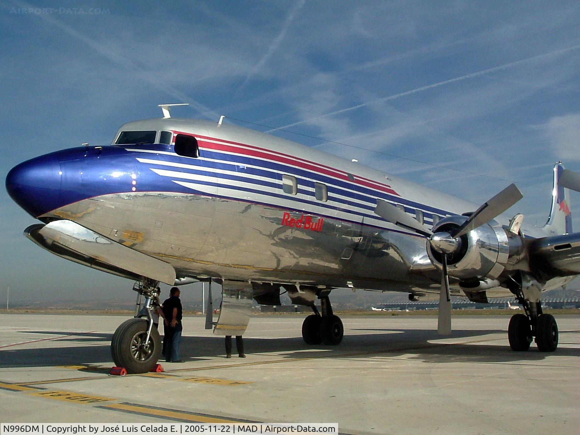 N996DM, 1958 Douglas DC-6B C/N 45563, The Flying Bulls (Red Bull) visit Madrid