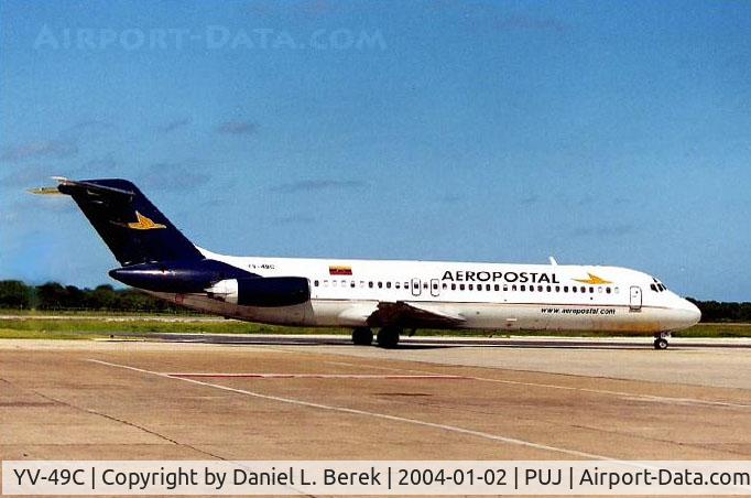 YV-49C, 1971 Douglas DC-9-32 C/N 47539, Just in from Caracas, Venezuela, YV-49C joins the crowded ramp at Punta Cana, Dominican Republic.