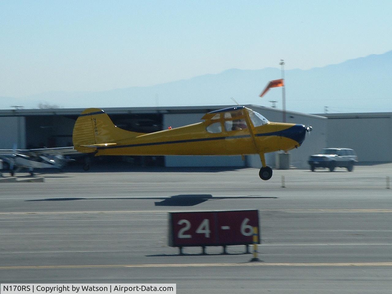 N170RS, 1950 Cessna 170A C/N 19611, landing on 24