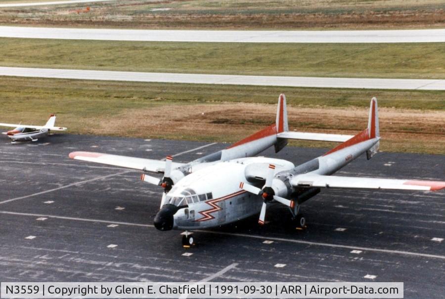 N3559, 1953 Fairchild C-119G Flying Boxcar C/N 10870, ex RCAF C-119F 22118 seen from the control tower