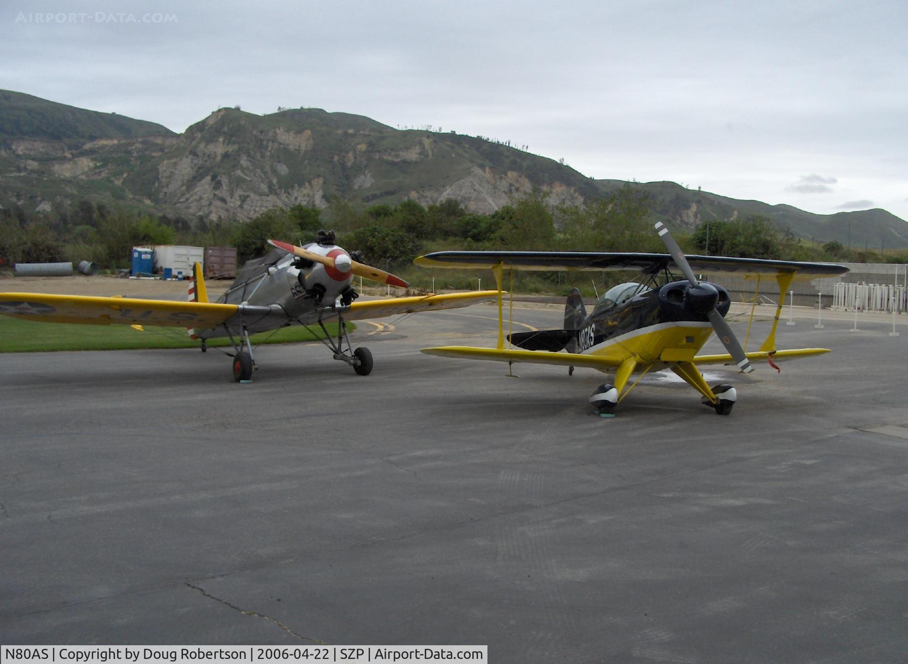 N80AS, 1992 Pitts S-2B Special C/N 5244, 1992 Pitts Aerobatics S-2B, Lycoming AEIO-540, N78J 1942 Ryan ST-3KR PT-22 behind