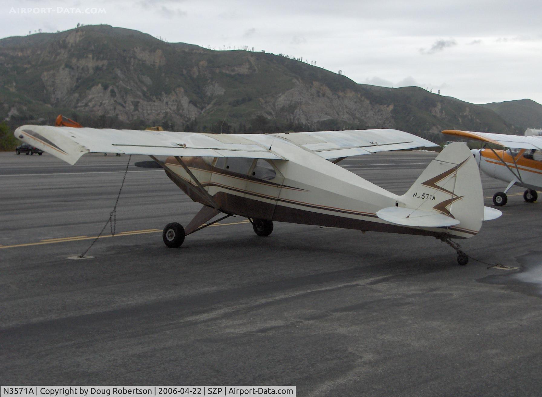 N3571A, 1953 Piper PA-22-135 Tri-Pacer C/N 22-1845, 1953 Piper PA-22-135 TRI-PACER, Lycoming O-290D2-135 Hp, Hoerner tips, (conversion to taildragger PA-20 PACER from PA-22 TRI-PACER)