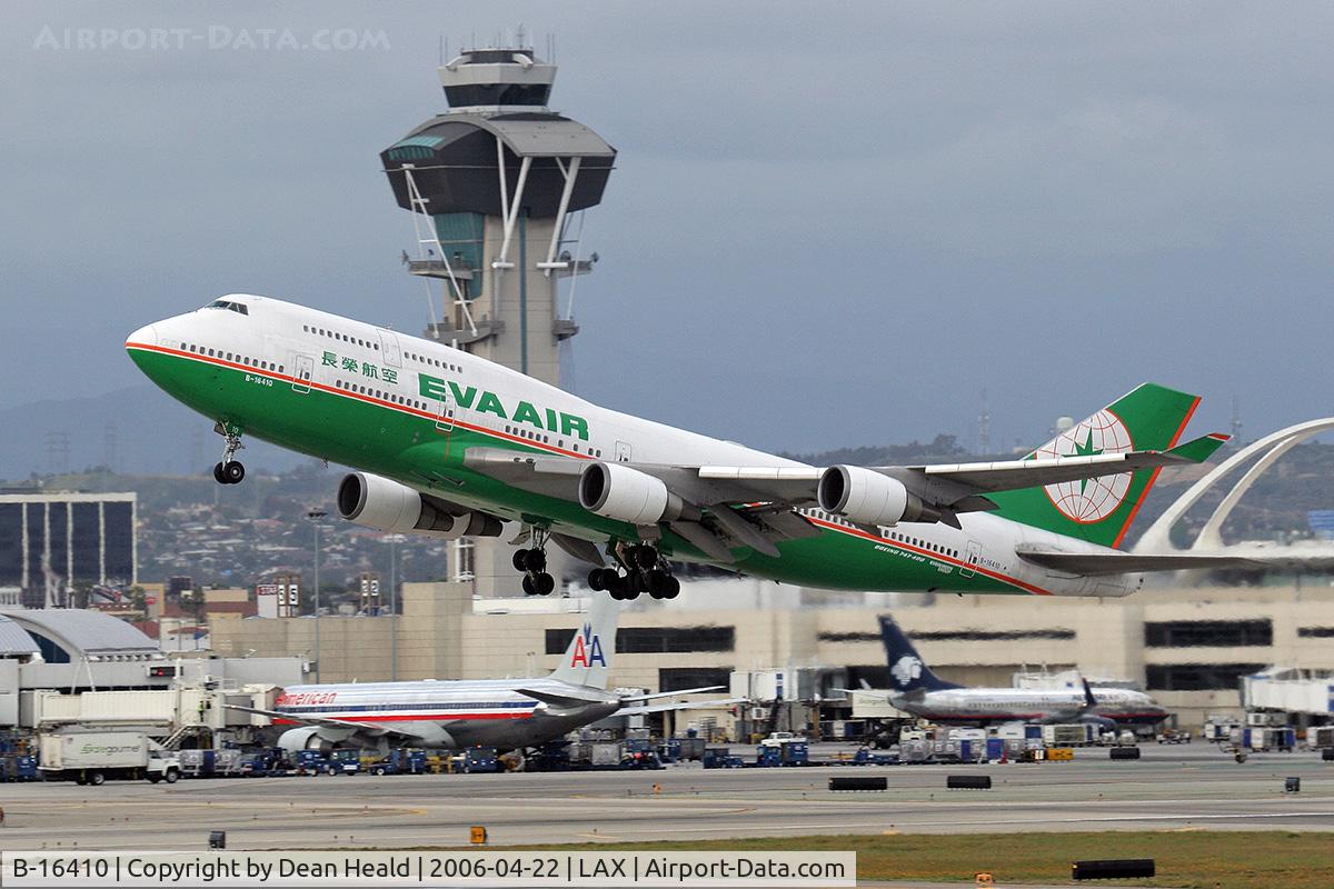 B-16410, 1997 Boeing 747-45E C/N 29061, EVA AIR B-16410 (FLT EVA11) departing RWY 25R enroute to Chiang Kai Shek Int'l (RCTP).