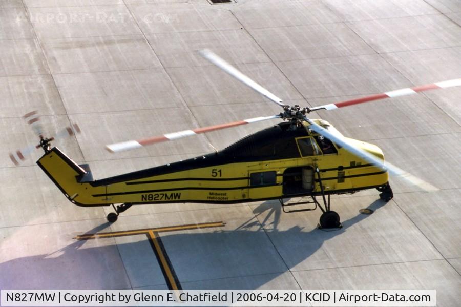 N827MW, 1958 Sikorsky S-58JT C/N 58-827, Photographed from the control tower, in town for some heavy lifting.