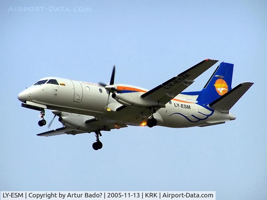 LY-ESM, 1991 Saab 340B C/N 340B-229, Amber Air - landin on rwy25 in Krakow-Balice