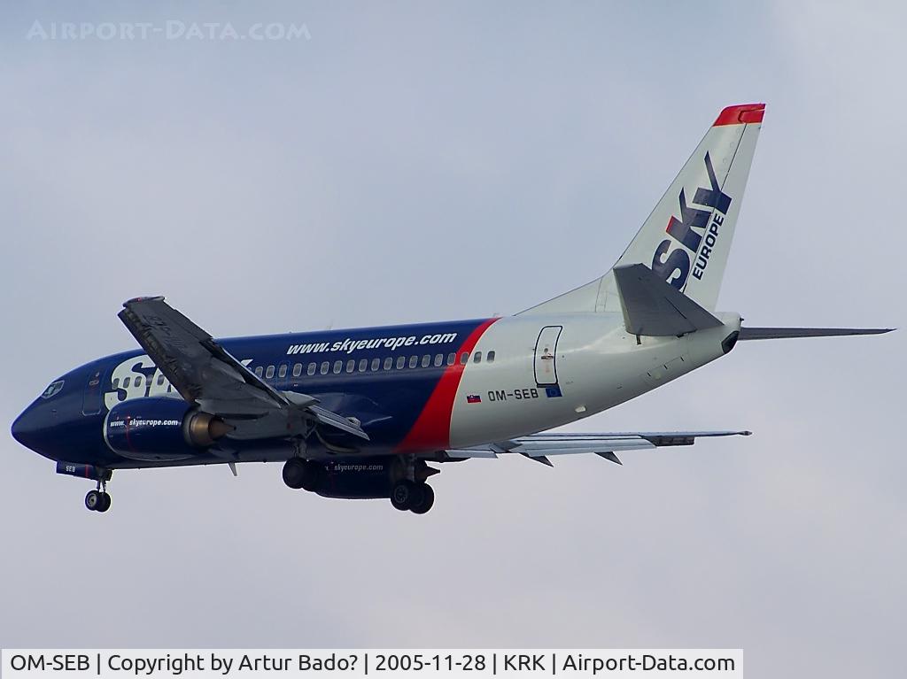 OM-SEB, 1992 Boeing 737-5Y0 C/N 25191, Sky Europe - landing on rwy 25
