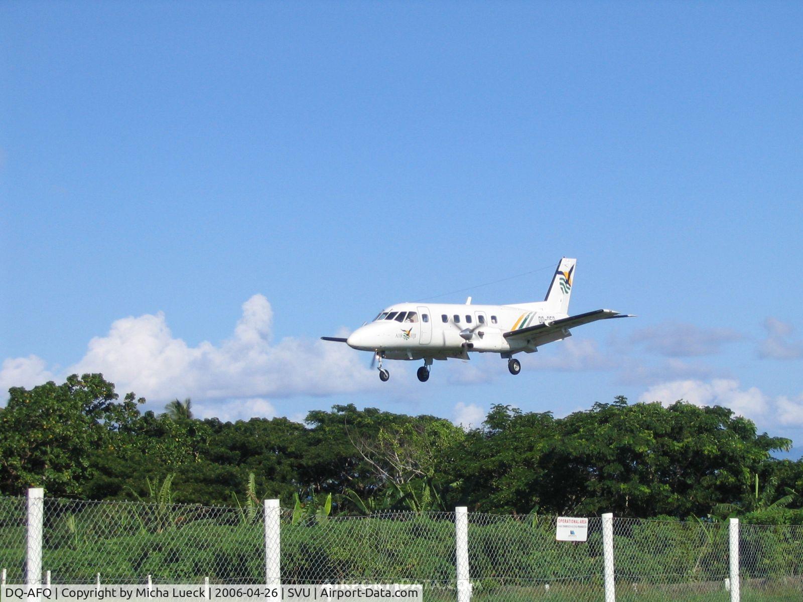 DQ-AFQ, 1992 Embraer EMB-110P1 Bandeirante C/N 110328, On short finals at Savusavu, Fiji