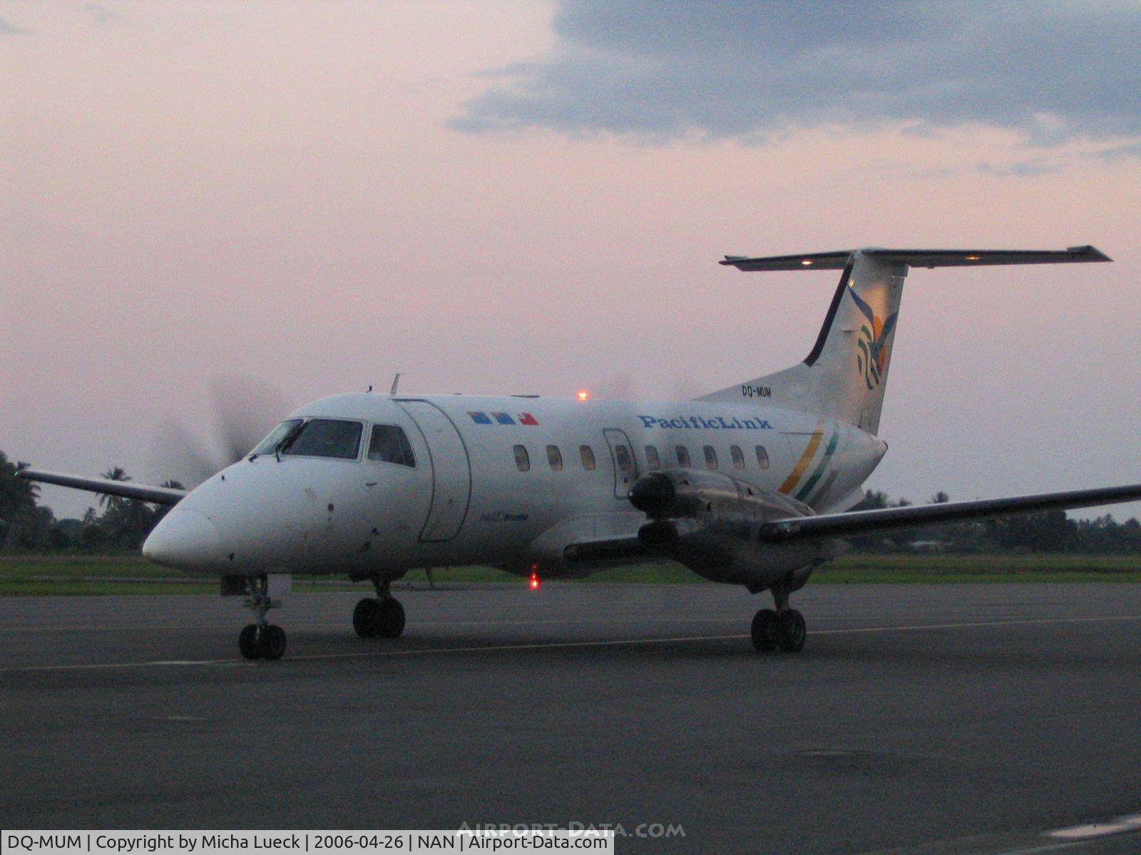 DQ-MUM, 1988 Embraer EMB-120ER Brasilia C/N 120079, Air Fiji's sole EMB 120 Brasilia just arrived from the last flight of the day