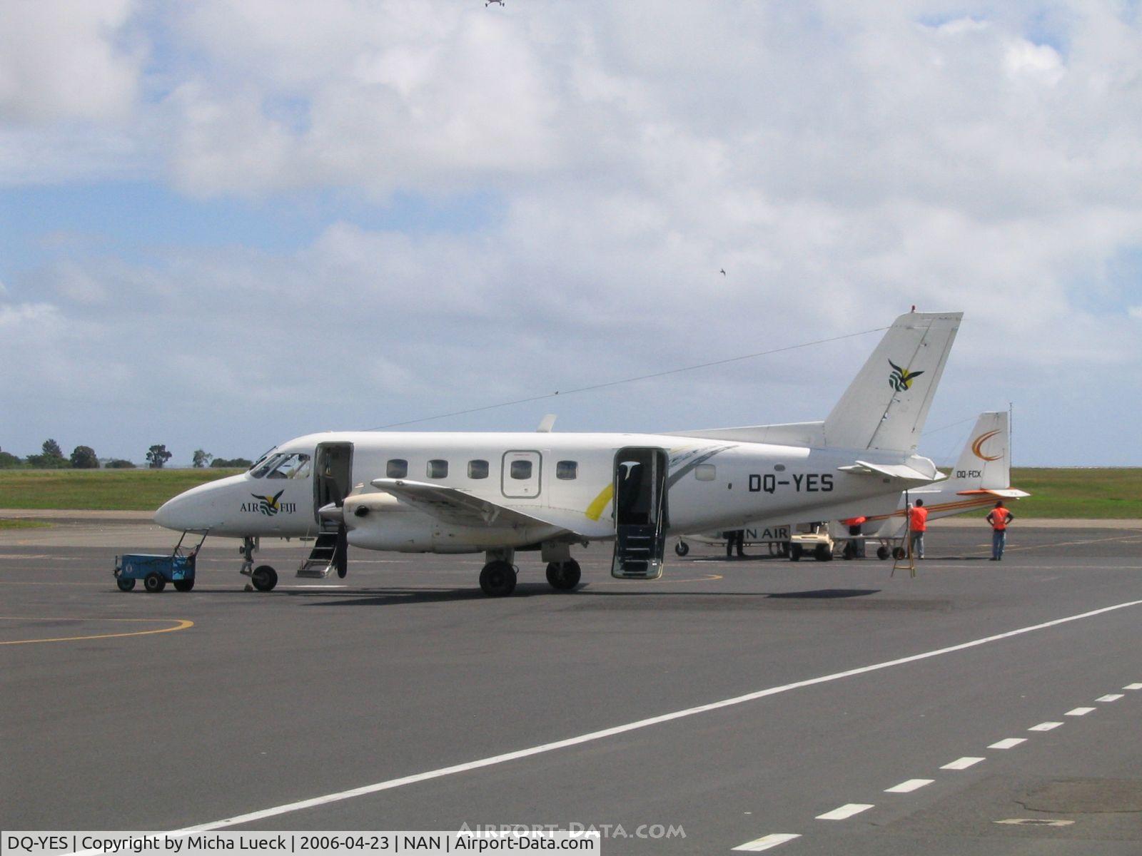 DQ-YES, 1980 Embraer EMB-110P2 Bandeirante C/N 110307, One of Air Fiji's EMB 100 Bandeirantes at Nadi