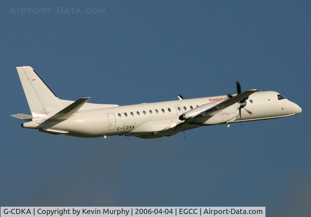 G-CDKA, 1993 Saab 2000 C/N 2000-006, A SAAB of Eastern Airways departing 06L.