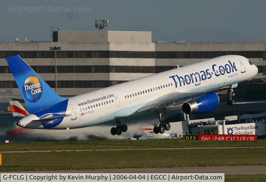 G-FCLG, 1988 Boeing 757-28A C/N 24367, Thomas Cooks B.757 passing the terminal in a rush.