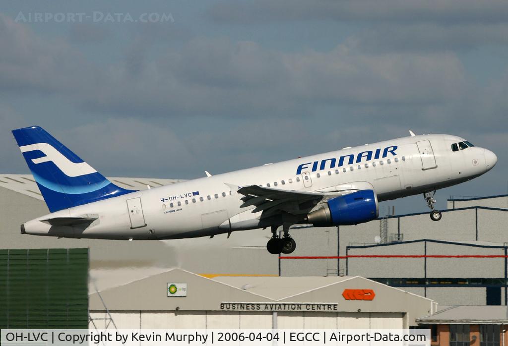 OH-LVC, 2000 Airbus A319-112 C/N 1309, Finnairs little Bus zooming past the Biz jet ramp.