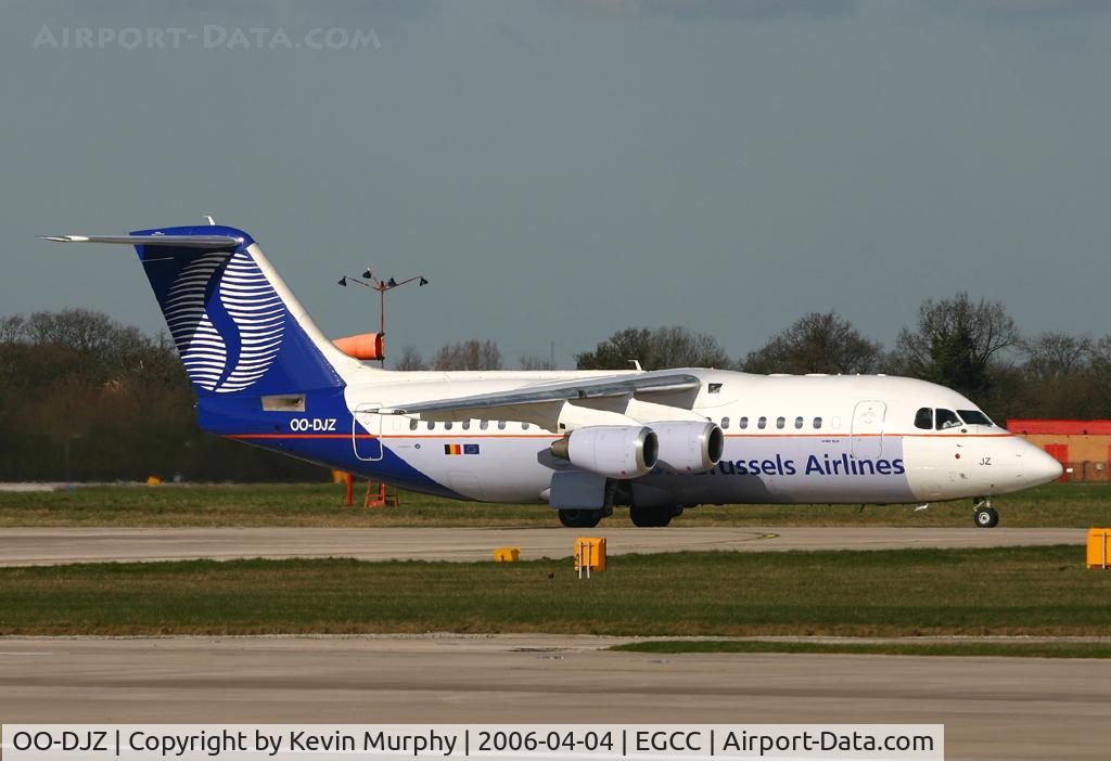 OO-DJZ, 1997 British Aerospace Avro 146-RJ85 C/N E.2305, SN Brussels little 4 pot commuter on its way to the gate.