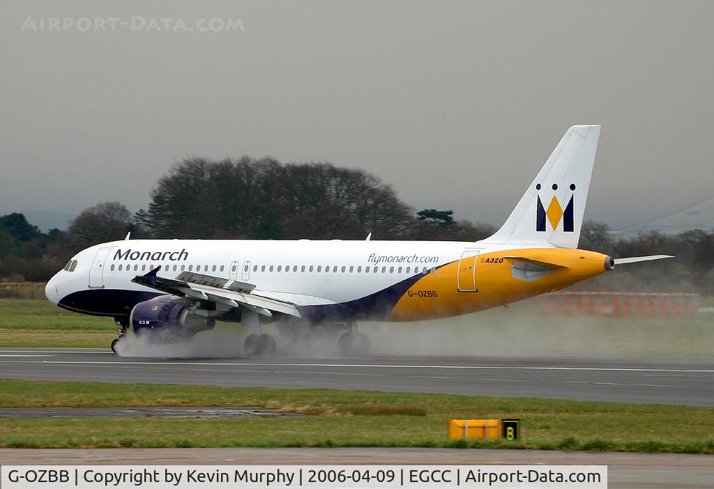 G-OZBB, 1994 Airbus A320-212 C/N 389, Kicking up some spray while landing on 06L.