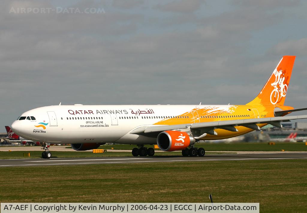 A7-AEF, 2006 Airbus A330-302 C/N 721, Qatars logo jet leaving 24L.
