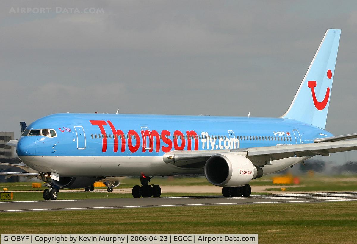 G-OBYF, 1998 Boeing 767-304 C/N 28208, Rolling down 24L.