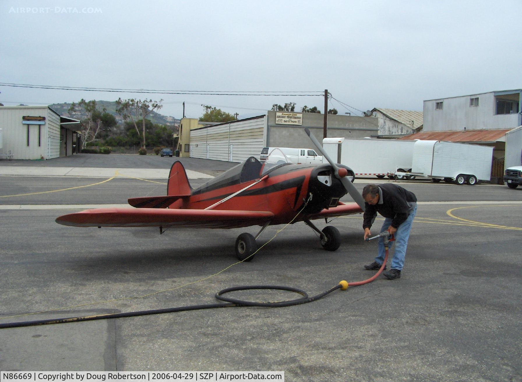N86669, 1962 Stits SA-3A Playboy C/N P-706, 1962 Stits PLAYBOY SA-3A, Continental C75 75 Hp per owner, refueling