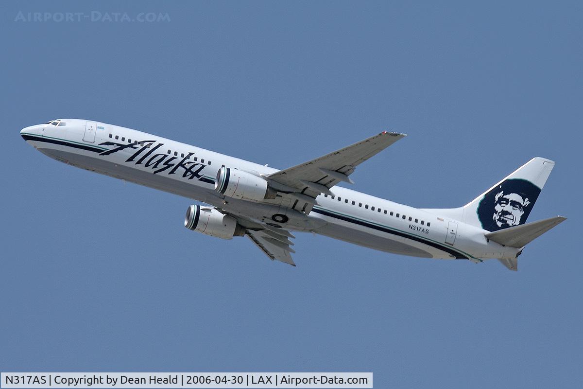 N317AS, 2003 Boeing 737-990 C/N 30856, Alaska Airlines N317AS (FLT ASA292) departing RWY 25R enroute to Los Cabos Int'l (MMSD), Mexico.
