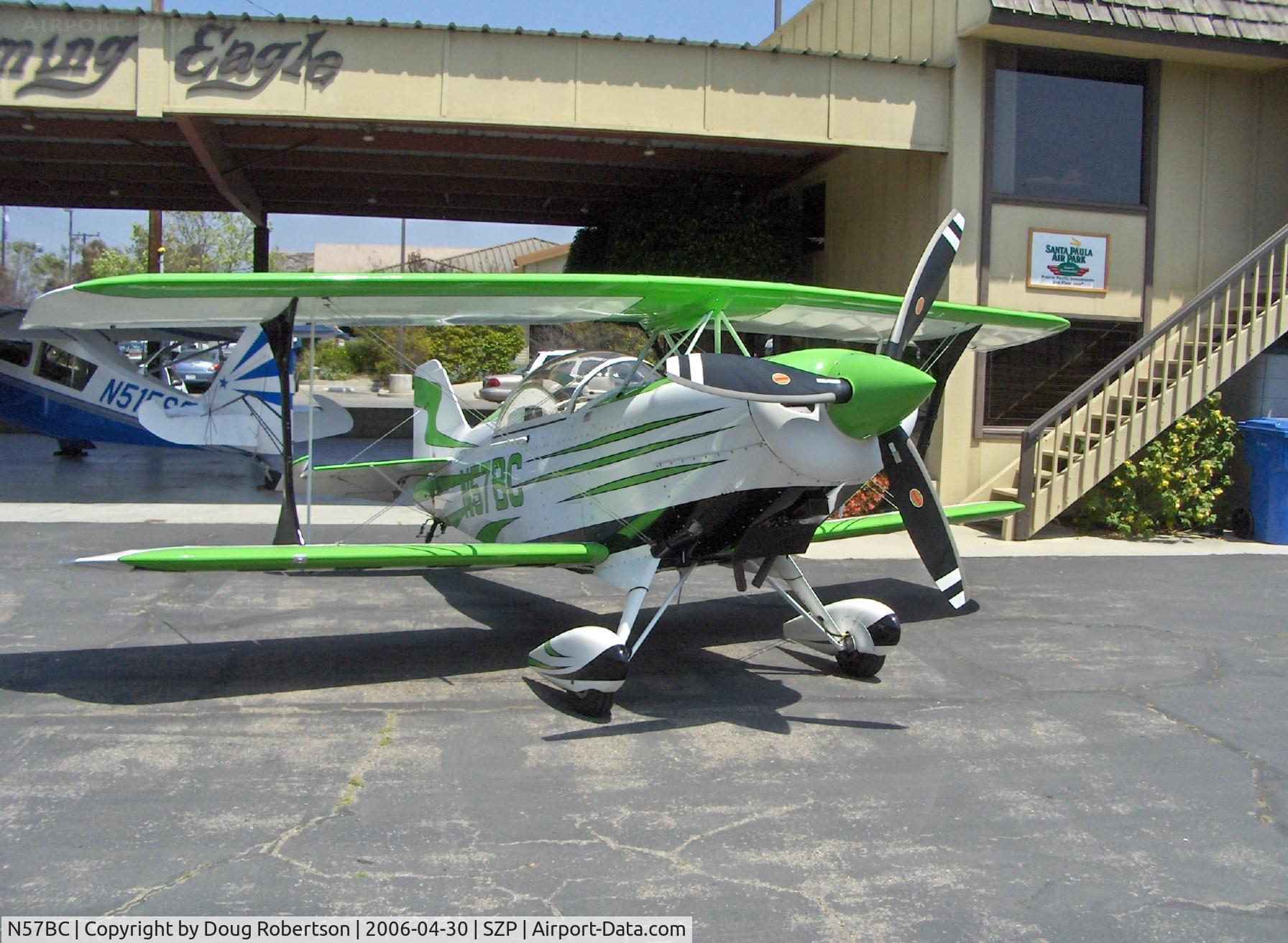 N57BC, 2001 Aviat Pitts S-2C Special C/N 6042, 2001 Aviat Aircraft S-2C PITTS Special, Lycoming AEIO-540, tri-blade prop, symmetrical airfoils, four ailerons, Bill Cornick's Airshow ride