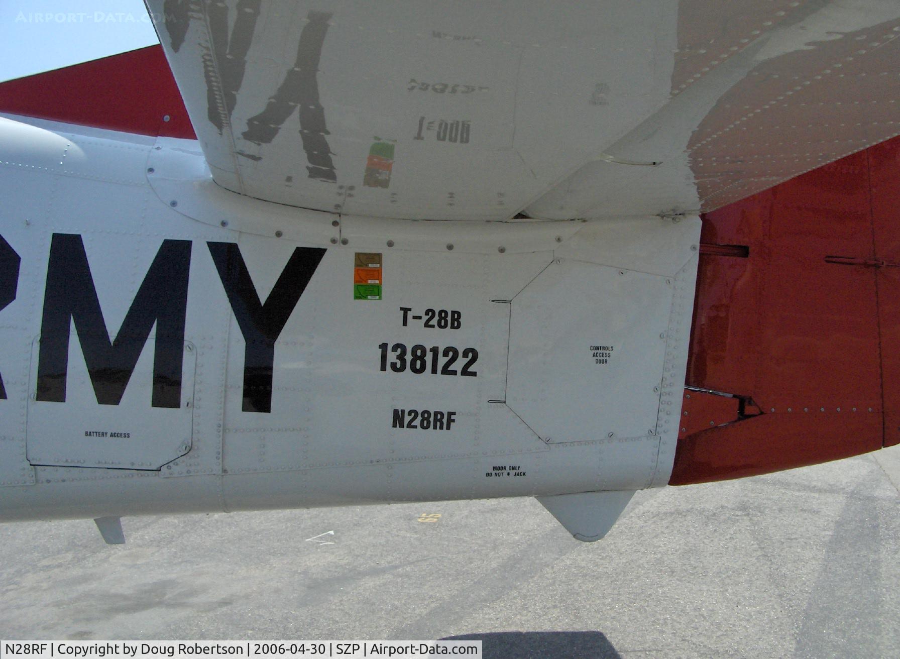 N28RF, 1954 North American T-28B Trojan C/N 200-193, North American T-28B TROJAN, Type aircraft nomenclature, US Navy BuAer number, FAA registration number, (the T-28C was tailhook-equipped)