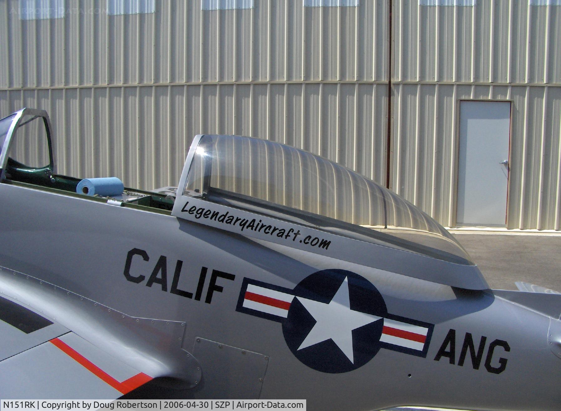 N151RK, 1998 North American TF-51 Replica C/N 060, 1998 Oliver TF-51 two place cockpit, LS6 Corvette 400 Hp engine, at AREA 51 ramp