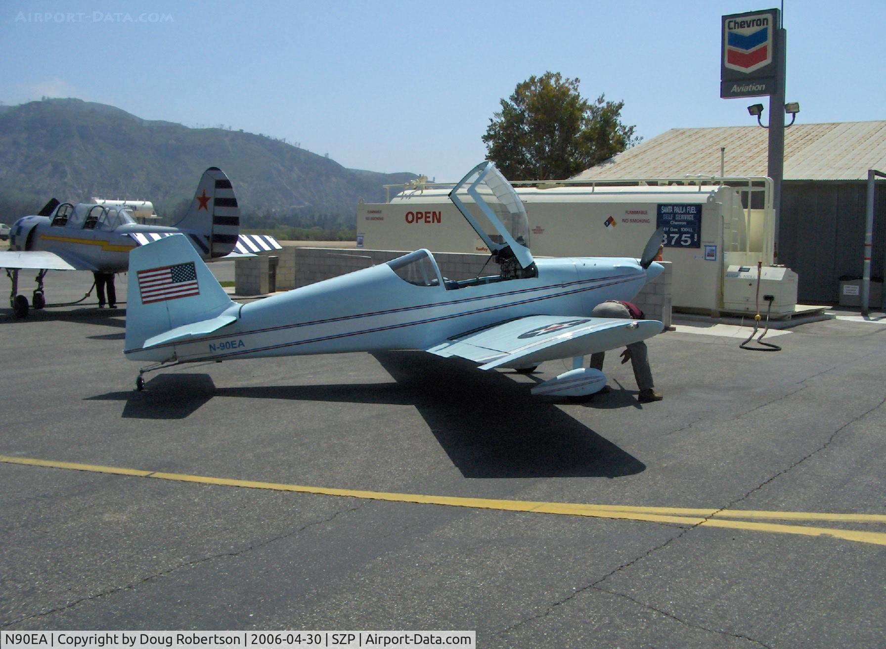 N90EA, 1993 Vans RV-6 C/N 006, 1993 Argence VAN'S RV-6, Lycoming IO-360 A&C, grounding aircraft for refueling safety, N6294D 1983 Yakovlev YAK 52 behind