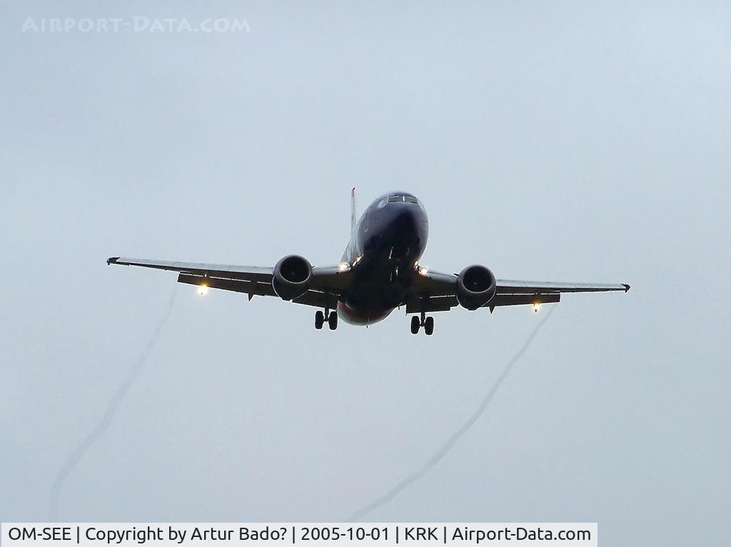OM-SEE, 1992 Boeing 737-53C C/N 24827, Sky Europe - landing on rwy 25