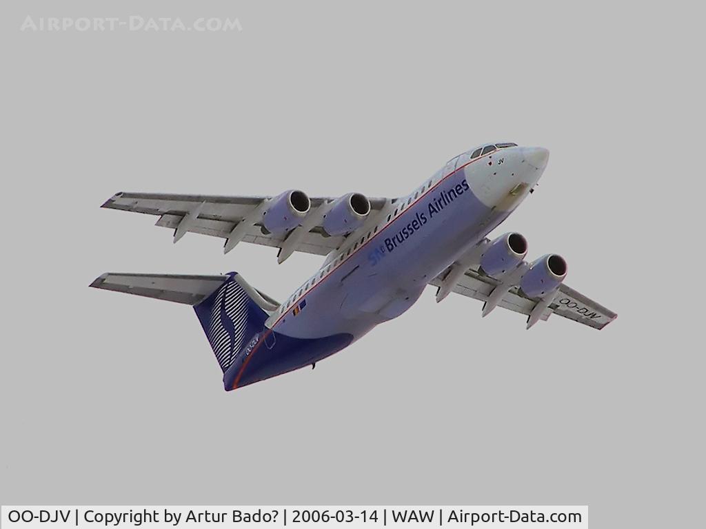 OO-DJV, 1996 British Aerospace Avro 146-RJ85 C/N E.2295, Brussels Airlines - after departure from Warsaw - Okecie
