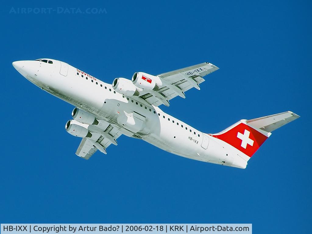 HB-IXX, 1995 British Aerospace Avro 146-RJ100 C/N E3262, Swiss - after departure from rwy 25