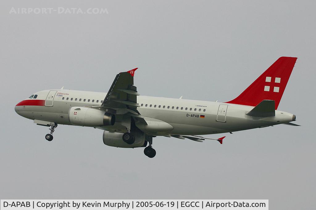 D-APAB, 2003 Airbus A319-132 C/N 1955, Departing a very gloomy manchester.