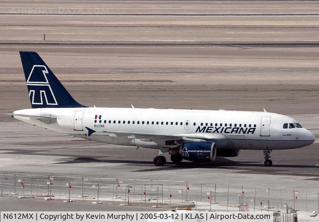 N612MX, 2001 Airbus A319-112 C/N 1612, Taxi-ing to the gate in Vegas.