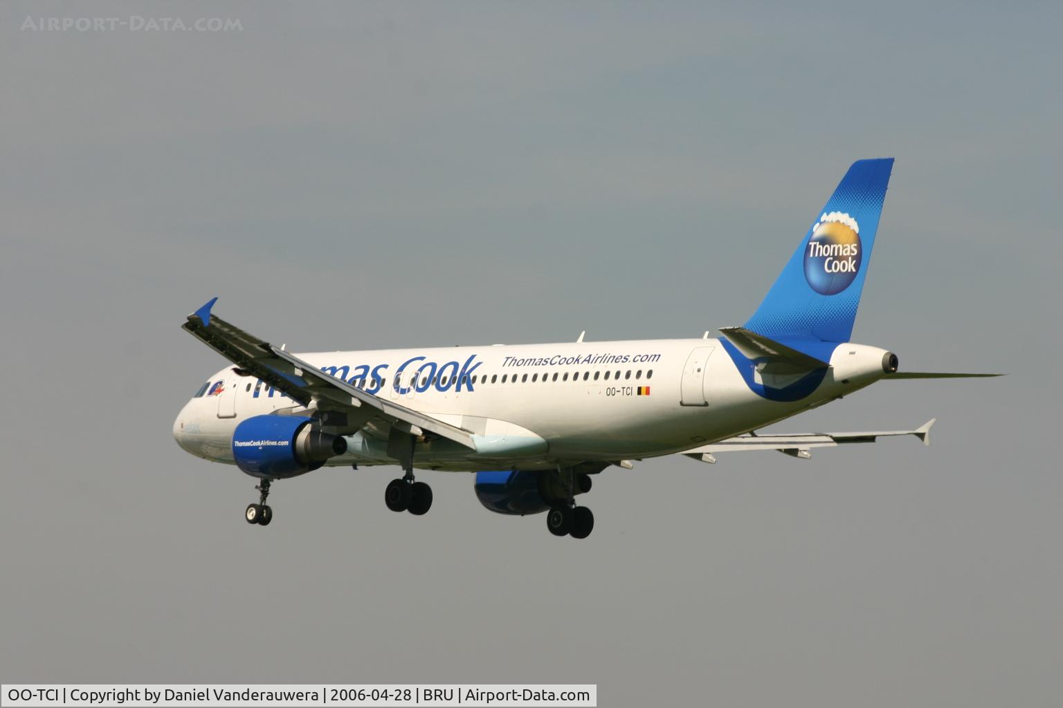 OO-TCI, 2003 Airbus A320-214 C/N 1975, watch the snow on the tail logo