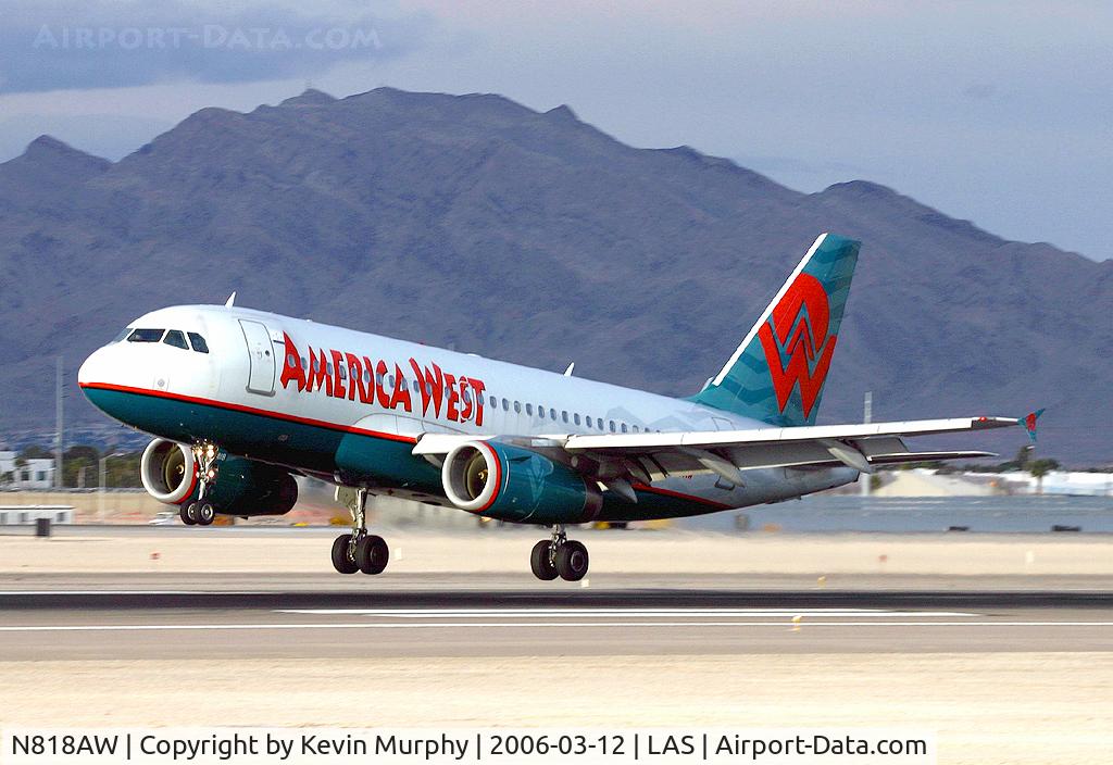 N818AW, 2000 Airbus A319-132 C/N 1375, Late evening light in Vegas.