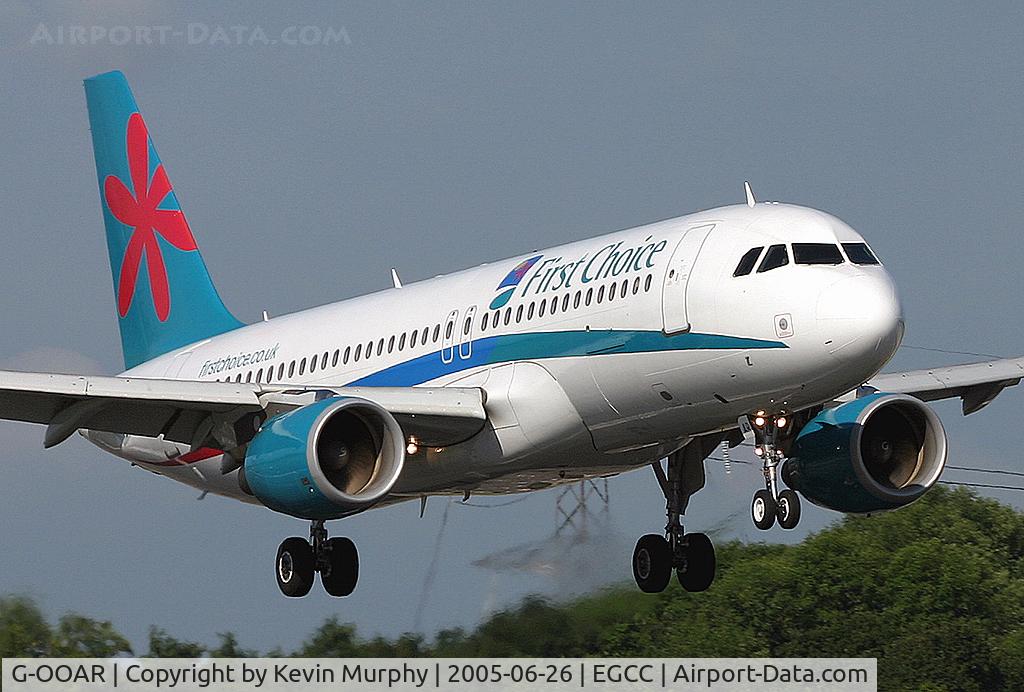 G-OOAR, 2000 Airbus A320-214 C/N 1320, First Choice gently drifting into 06R.