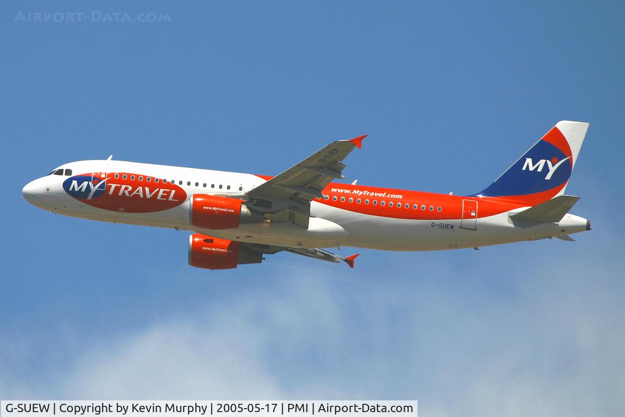 G-SUEW, 2003 Airbus A320-214 C/N 1961, My Travel leaving Palma, Mallorca.