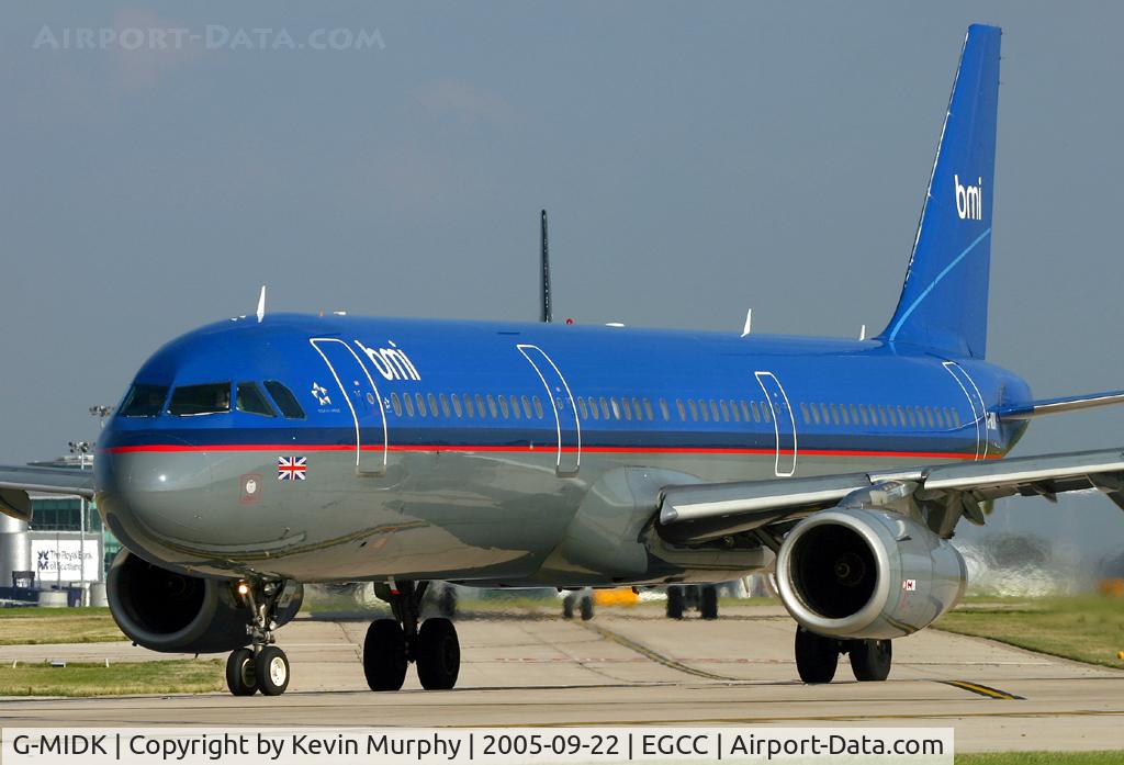 G-MIDK, 1999 Airbus A321-231 C/N 1153, BMI waiting at the threshold of 24L.