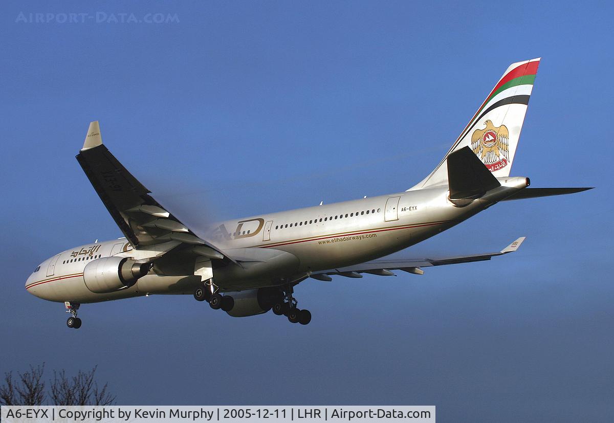A6-EYX, 1998 Airbus A330-223 C/N 232, Landing on 27L in the cold air.