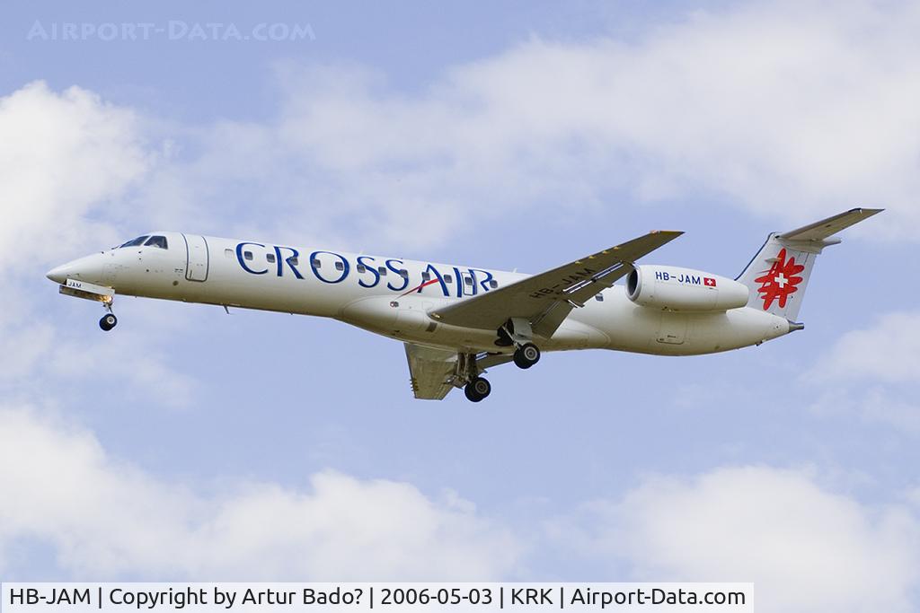 HB-JAM, 2001 Embraer EMB-145LU (ERJ-145LU) C/N 145420, Crossair - landing on rwy 25