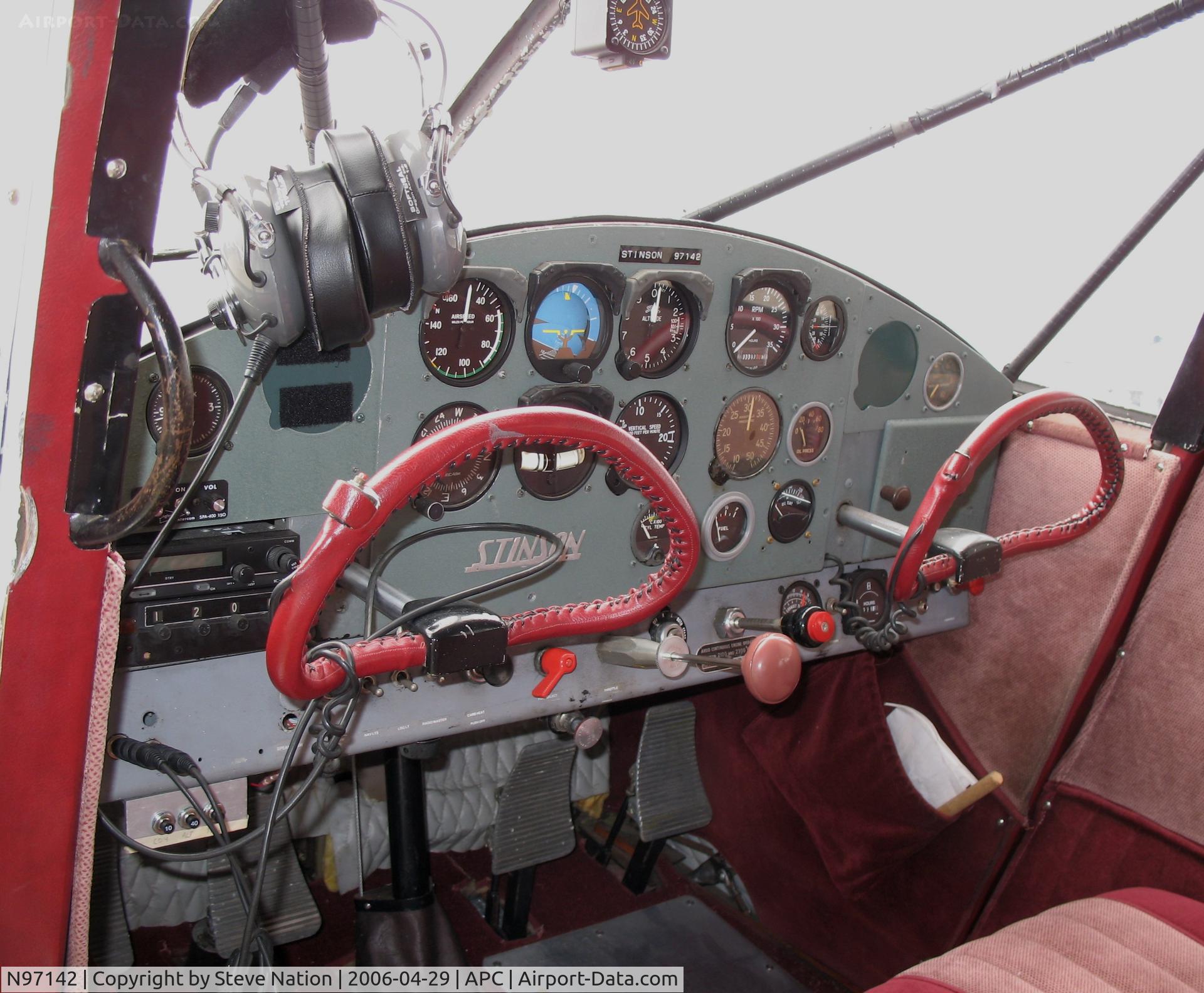 N97142, 1946 Stinson 108 Voyager C/N 108-142, cockpit in 1946 Stinson 108 @ Napa County Airport, CA