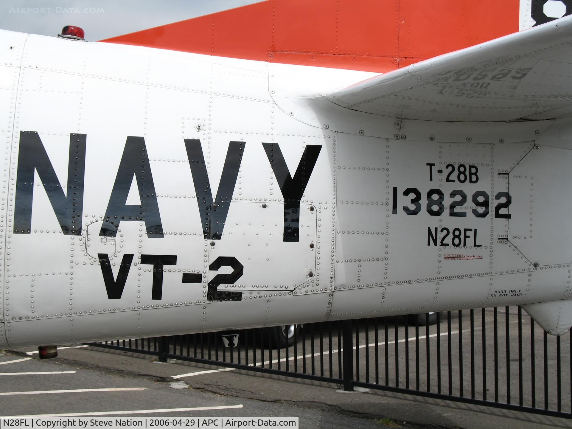 N28FL, 1955 North American T-28B Trojan C/N 200-363, Rear fuselage markings 1955 North American T-28B BuAer 138292 as VT-2 @ Napa County Airport, CA