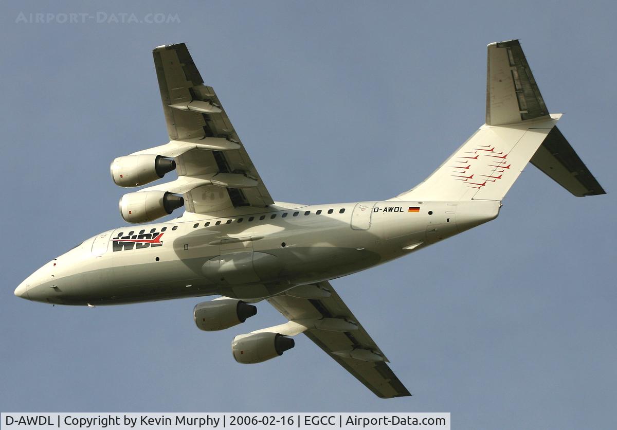 D-AWDL, 1983 British Aerospace BAe.146-100 C/N E1011, Rare visitor at Manchester.