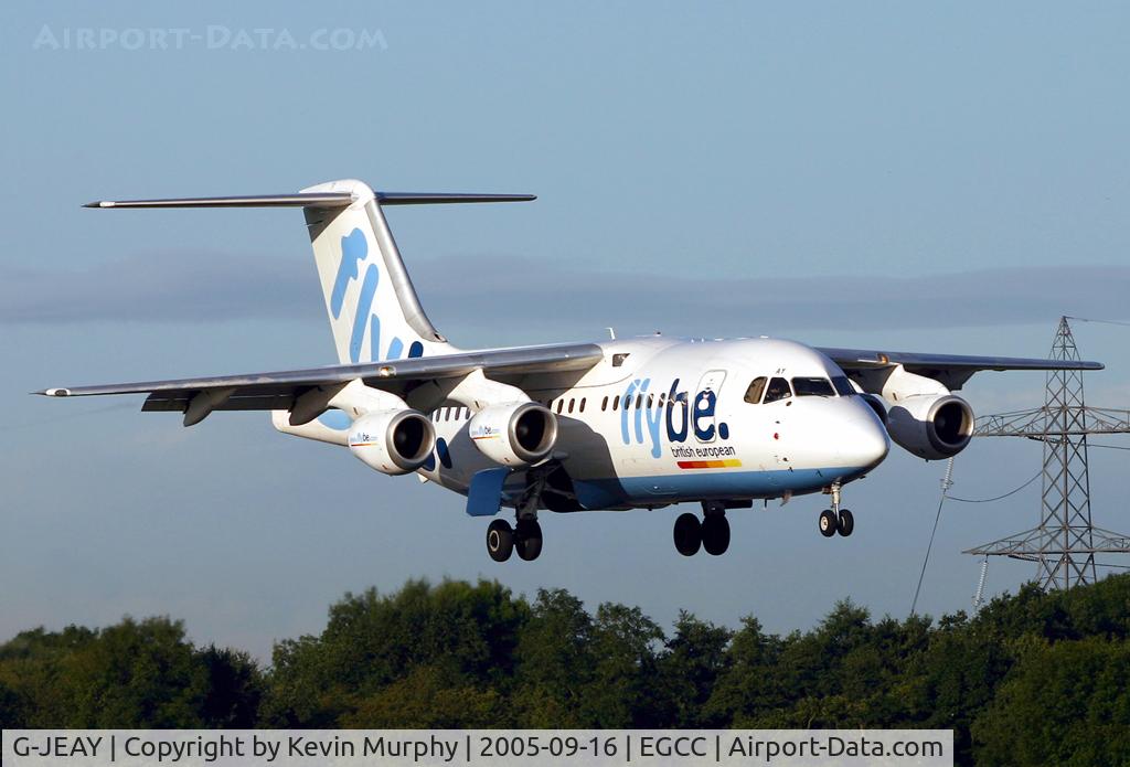 G-JEAY, 1989 British Aerospace BAe.146-200 C/N E2138, Flybe RJ landing on 06R.