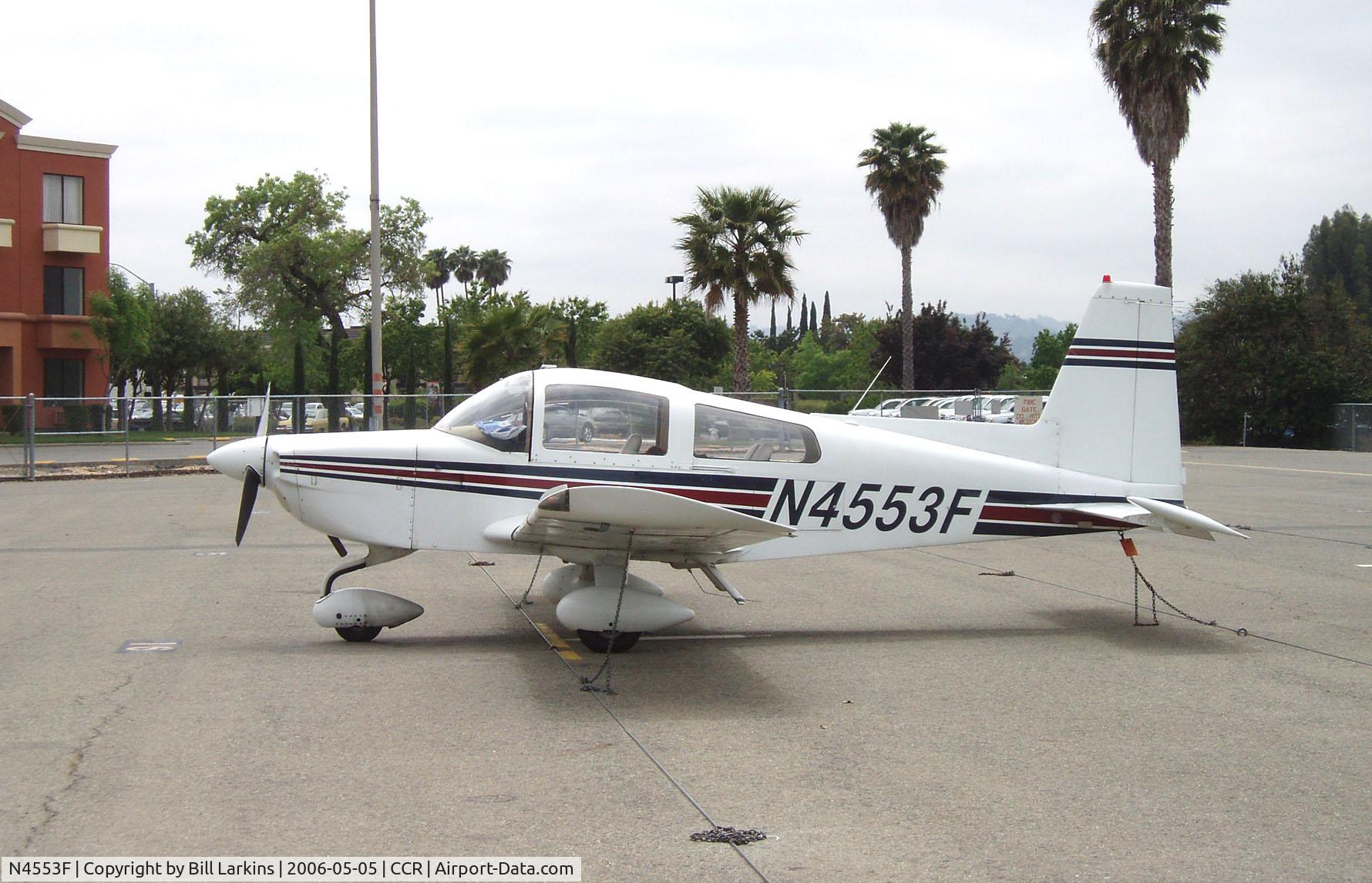 N4553F, Gulfstream American Corp AA-5B C/N AA5B1205, Hotel and trees at  Buchanan Field