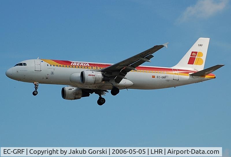 EC-GRF, 1990 Airbus A320-211 C/N 136, I captured this plane in LHR