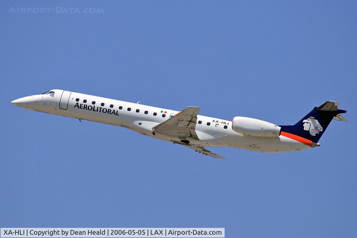 XA-HLI, 2000 Embraer EMB-145MP (ERJ-145MP) C/N 145337, AeroLitoral XA-HLI (FLT SLI2201) climbing out from RWY 25R enroute to General Ignacio P Garcia Int'l (MMHO) - Hermosillo, Mexico