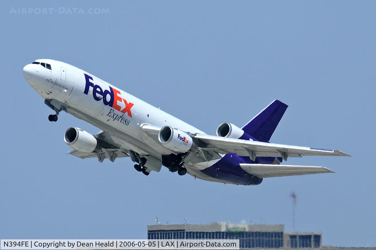N394FE, 1975 McDonnell Douglas MD-10-10F C/N 46628, Fed Ex N394FE (FLT FDX3019) departing RWY 25R enroute to Chicago Ohare Int'l (KORD), Illinois.