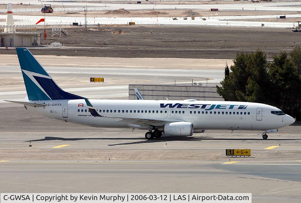 C-GWSA, 2005 Boeing 737-8CT C/N 34153, Taxi-ing to the gate in Vegas.